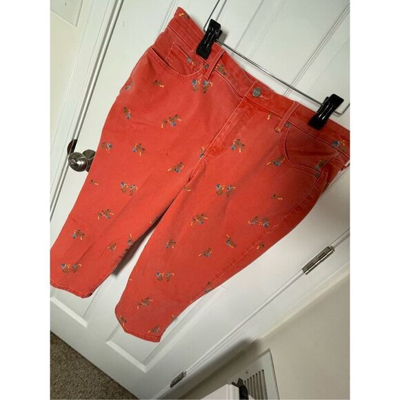 NYDJ women’s red capri floral jeans size 16 - Picture 1 of 7